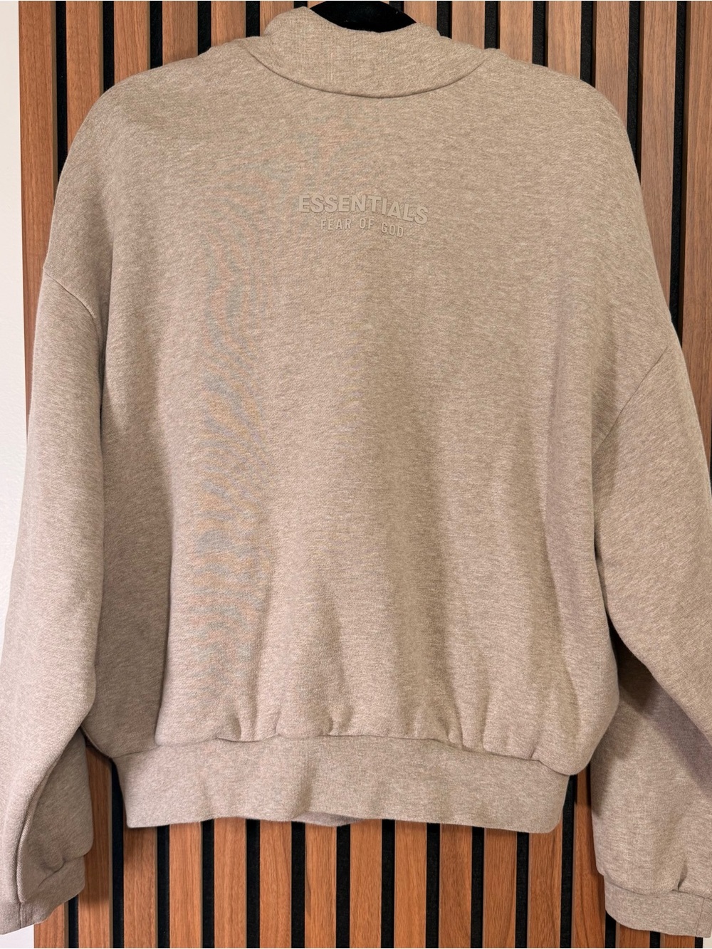 NWT Fear of God Essentials Mock Neck Crewneck Beige Tan Hoodie in size XXS